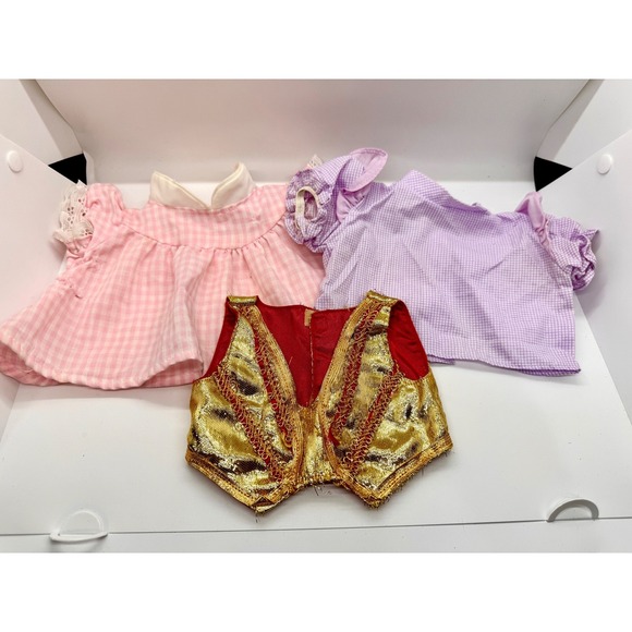 Cabbage Patch Kids Other - Vintage Cabbage Patch Kids Doll Clothes Lot 1980s Coleco Gingham‎ Gold Vest 3pc